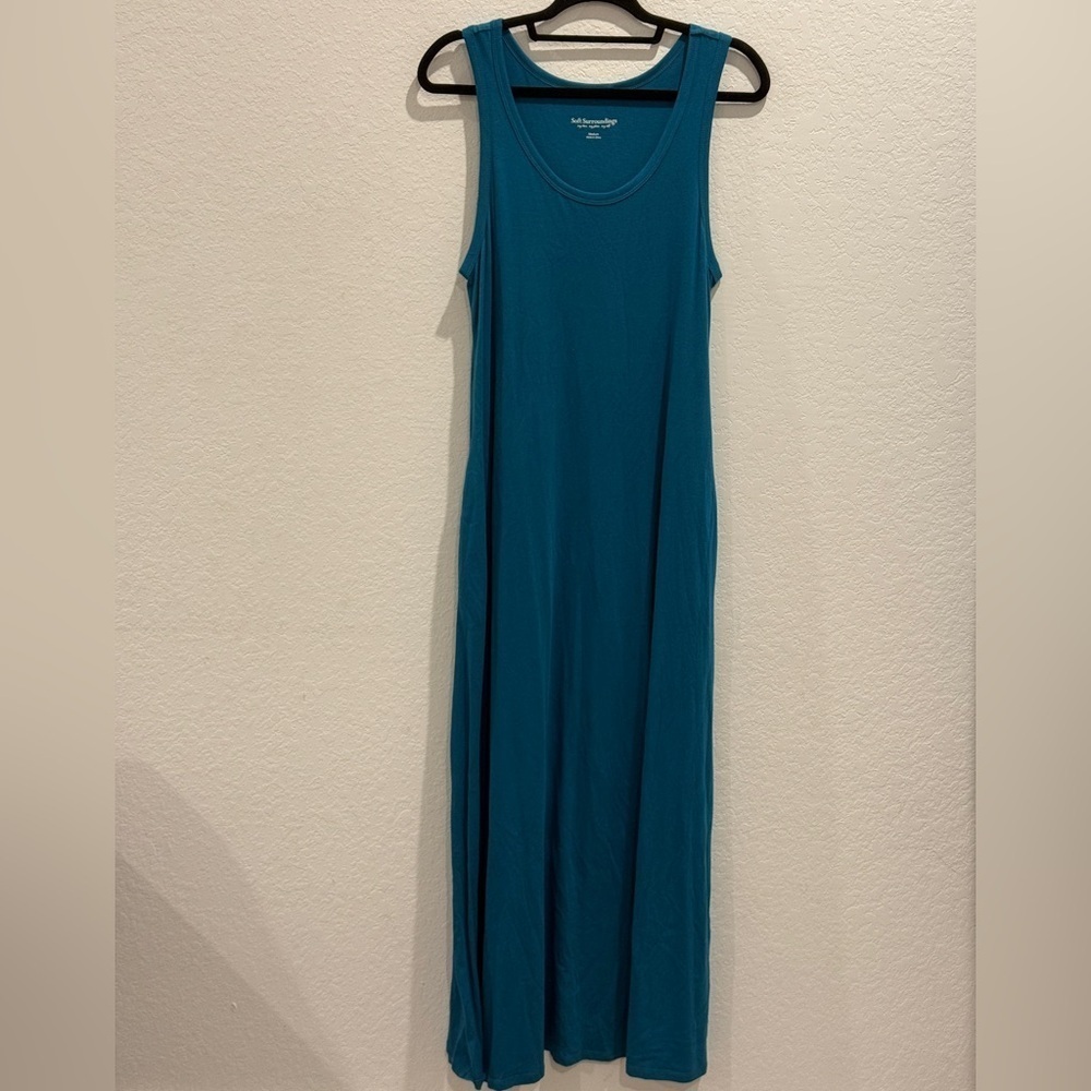 Soft‎ Surroundings Blue Sleeveless Crew Neck Maxi Sundress